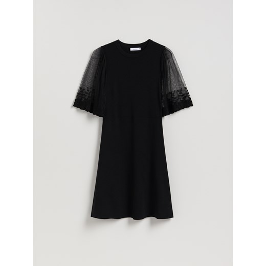 Reserved - Sukienka z ozdobnymi rękawami - czarny Reserved S Reserved