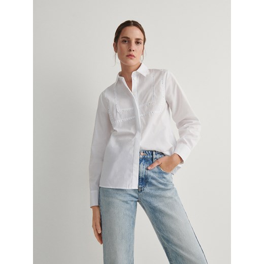 Reserved - Koszula z ozdobnymi aplikacjami - biały Reserved XS okazja Reserved
