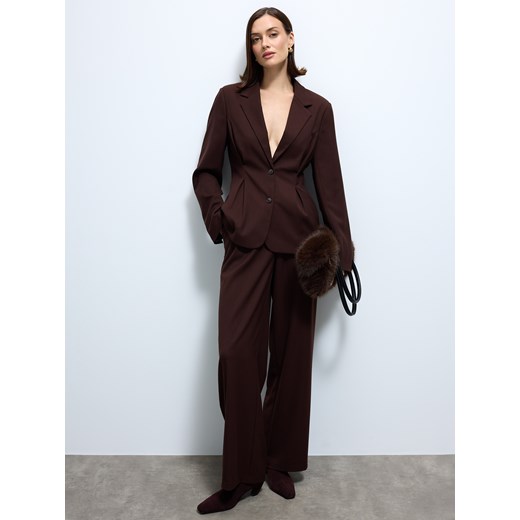 Mohito - Czekoladowe spodnie wide leg - ciemnobrązowy ze sklepu Mohito w kategorii Spodnie damskie - zdjęcie 187278133