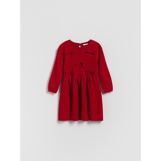 Reserved - Dzianinowa sukienka z kokardkami - czerwony - id: 771FH-33X - marki Reserved - 187278430 Reserved - Dzianinowa sukienka z kokardkami - czerwony ze sklepu Reserved w kategorii Sukienki dziewczęce - zdjęcie 187278430