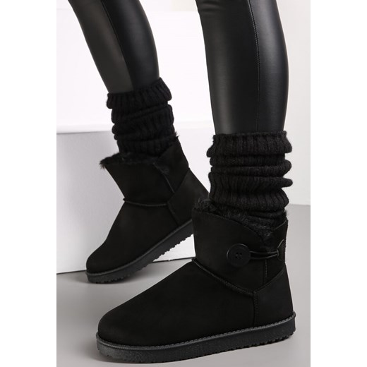 Czarne Śniegowce na Grubej Podeszwie Cidi ze sklepu born2be.pl w kategorii Śniegowce damskie - zdjęcie 187278490