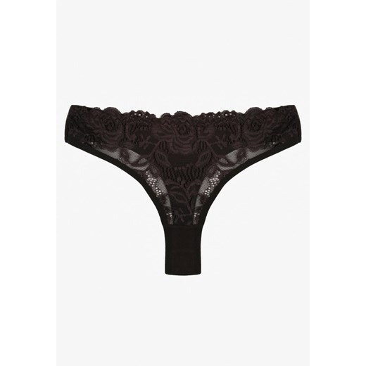 Czarne Koronkowe Majtki Stringi z Bawełny Venalora - id: 401757 - marki born2be - 187279562 Czarne Koronkowe Majtki Stringi z Bawełny Venalora ze sklepu born2be.pl w kategorii Majtki damskie - zdjęcie 187279562