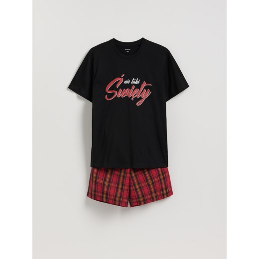 Reserved - Dwuczęściowa piżama ze świątecznym motywem - czarny ze sklepu Reserved w kategorii Piżamy męskie - zdjęcie 187279740