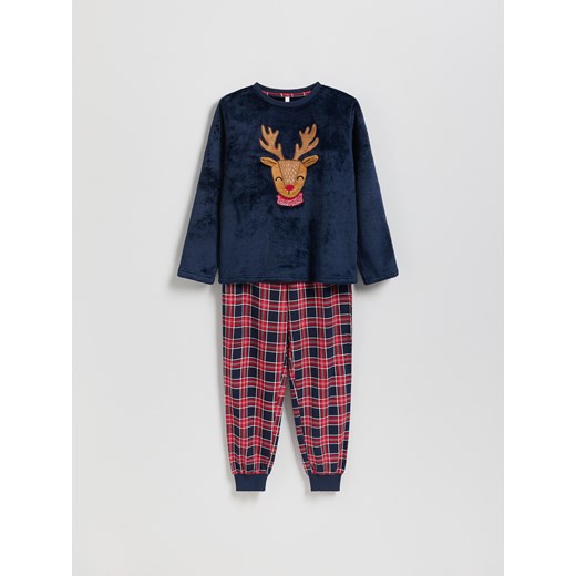 Reserved - Świąteczna piżama z reniferem - granatowy ze sklepu Reserved w kategorii Piżamy dziecięce - zdjęcie 187279751