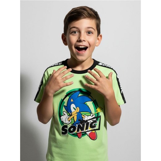 Sinsay - Koszulka z dekoracyjną taśmą na rękawach Sonic the Hedgehog - zielony ze sklepu Sinsay w kategorii T-shirty chłopięce - zdjęcie 187280694