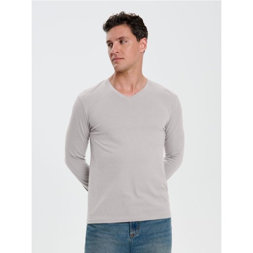 Sinsay - Bawełniana koszulka basic - beżowy ze sklepu Sinsay w kategorii T-shirty męskie - zdjęcie 187280760
