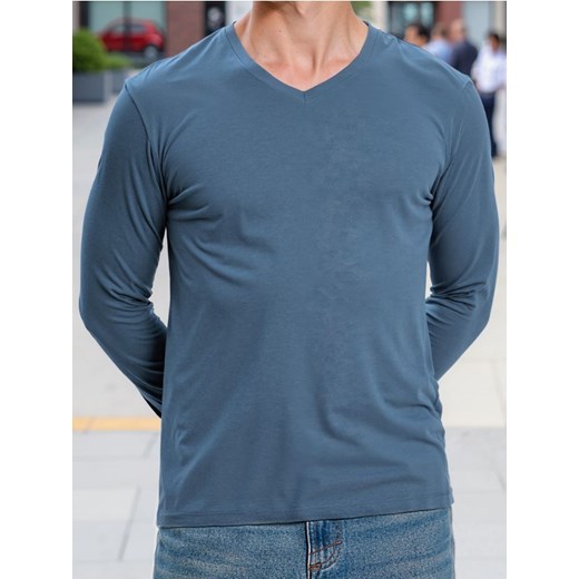 Sinsay - Bawełniana koszulka basic - niebieski ze sklepu Sinsay w kategorii T-shirty męskie - zdjęcie 187280761