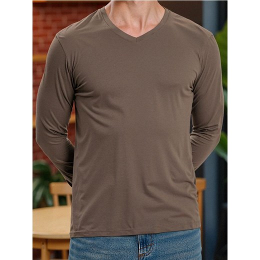 Sinsay - Bawełniana koszulka basic - brązowy ze sklepu Sinsay w kategorii T-shirty męskie - zdjęcie 187280764