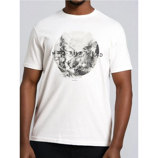 Sinsay - Bawełniana koszulka z nadrukiem - kremowy ze sklepu Sinsay w kategorii T-shirty męskie - zdjęcie 187280802