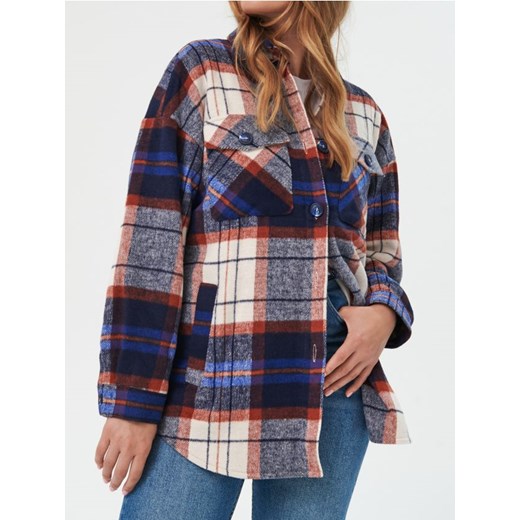 Sinsay - Kurtka koszulowa w kratę - niebieski ze sklepu Sinsay w kategorii Kurtki damskie - zdjęcie 187280820