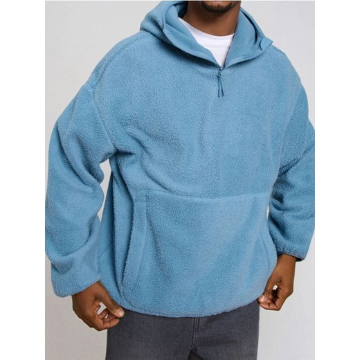 Sinsay - Bluza pullover z kapturem - niebieski ze sklepu Sinsay w kategorii Bluzy męskie - zdjęcie 187280823