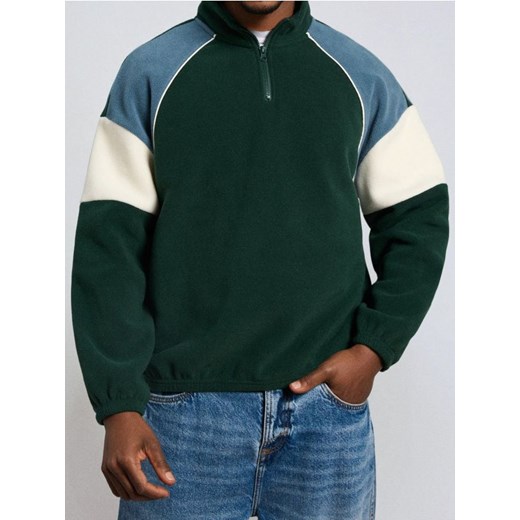 Sinsay - Rozpinana bluza polarowa bez kaptura - zielony ze sklepu Sinsay w kategorii Bluzy męskie - zdjęcie 187280824