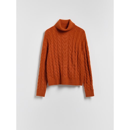 Reserved - Golf z ozdobnym splotem - miedziany ze sklepu Reserved w kategorii Swetry damskie - zdjęcie 187281571