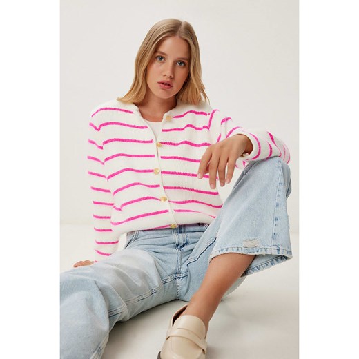 Happiness Istanbul Kardigan w kolorze różowo-białym Happiness Istanbul onesize promocja Limango Polska