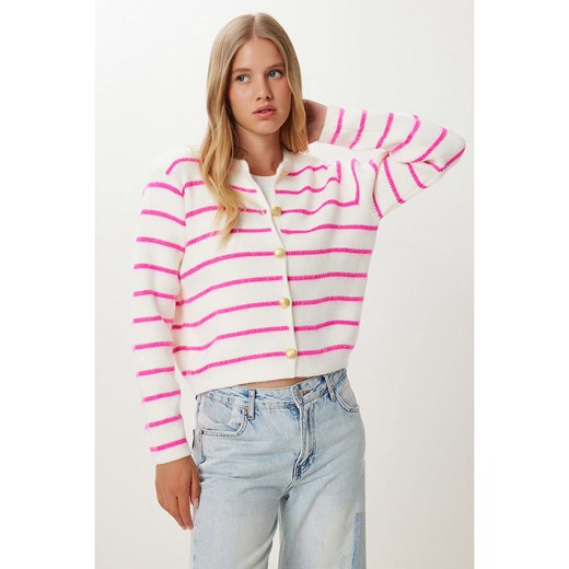 Happiness Istanbul Kardigan w kolorze różowo-białym Happiness Istanbul onesize wyprzedaż Limango Polska
