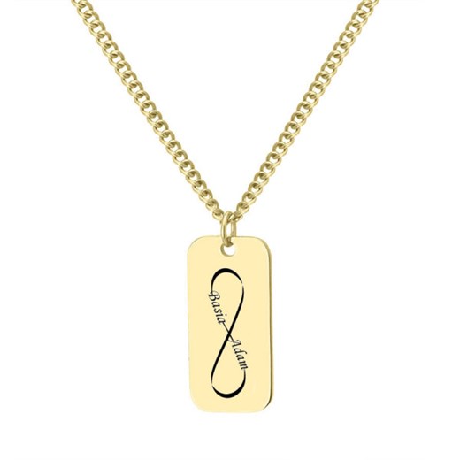 Męskie złoty nieśmiertelnik naszyZłoty nieśmiertelnik z symbolem nieskończoności – wyjątkowy prezent ze sklepu manoki.pl w kategorii Naszyjniki męskie - zdjęcie 187284810