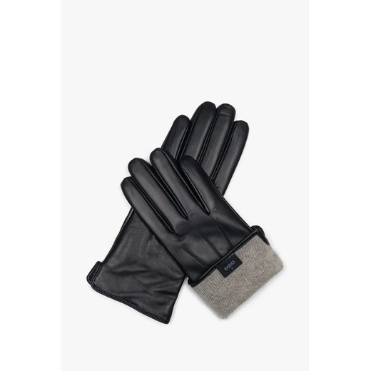 Estro: Czarne rękawiczki damskie ze skóry naturalnej z wełnianą podszewką - id: 15277618299228 - marki Estro - 187284980 Estro: Czarne rękawiczki damskie ze skóry naturalnej z wełnianą podszewką ze sklepu Estro w kategorii Rękawiczki damskie - zdjęcie 187284980