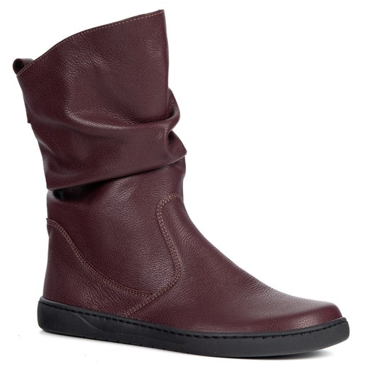 Buty Damskie botki BAREFOOT skórzane ocieplane Freja polskie bordowe lico ze sklepu butyolivier w kategorii Półbuty damskie - zdjęcie 187285254