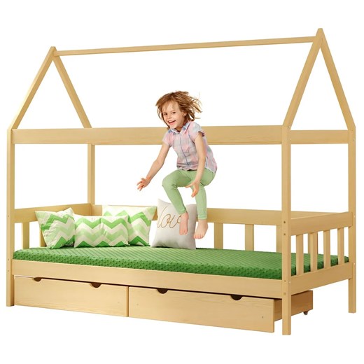 Łóżko dla dziecka typu domek, sosna W8-K21 ze sklepu Edinos.pl w kategorii Łóżka dziecięce - zdjęcie 187285333