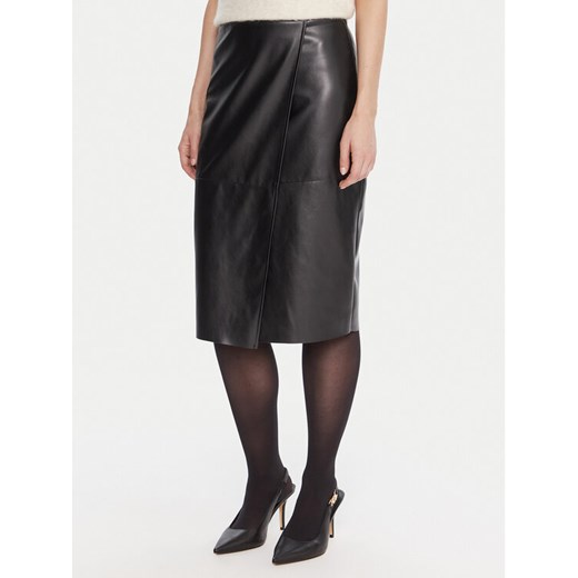 KAOS Spódnica z imitacji skóry RI1LE012 Czarny Regular Fit ze sklepu MODIVO w kategorii Spódnice - zdjęcie 187285454