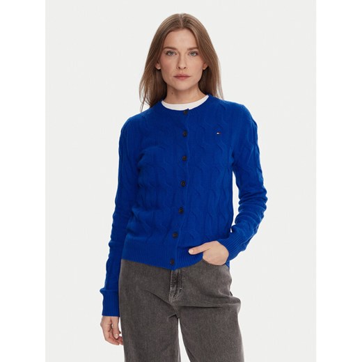 Tommy Hilfiger Kardigan WW0WW47463 Niebieski Regular Fit ze sklepu MODIVO w kategorii Swetry damskie - zdjęcie 187285640