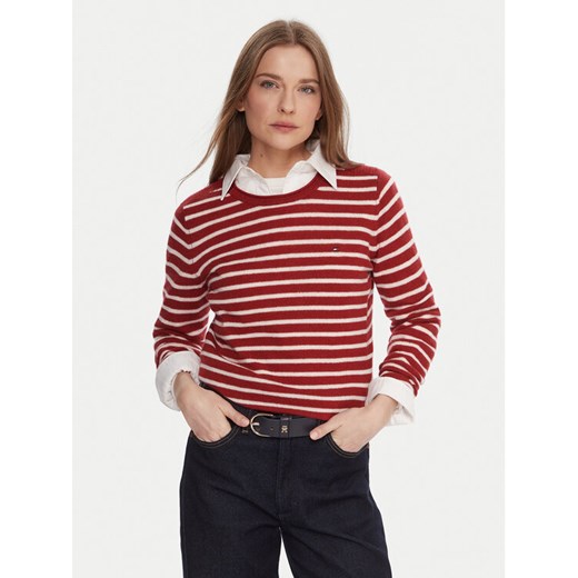 Tommy Hilfiger Sweter WW0WW40264 Czerwony Regular Fit ze sklepu MODIVO w kategorii Swetry damskie - zdjęcie 187285643