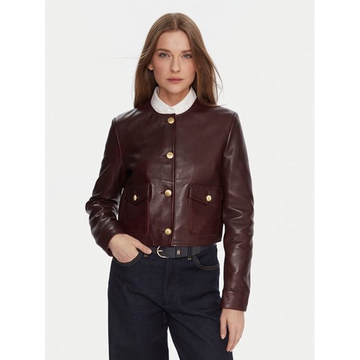 Tommy Hilfiger Kurtka skórzana WW0WW46861 Bordowy Regular Fit ze sklepu MODIVO w kategorii Kurtki damskie - zdjęcie 187285703