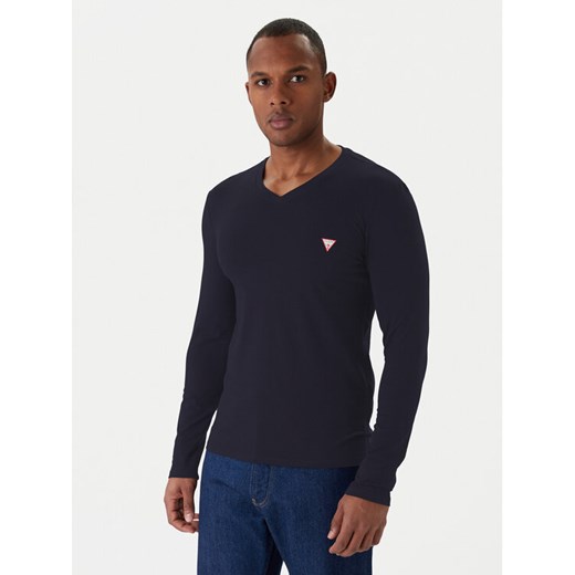 Guess Longsleeve M2YI08 J1314 Granatowy Slim Fit ze sklepu MODIVO w kategorii T-shirty męskie - zdjęcie 187285733