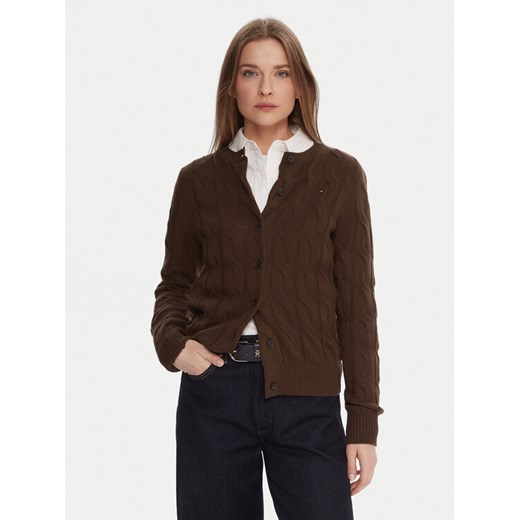 Tommy Hilfiger Kardigan WW0WW47463 Brązowy Regular Fit ze sklepu MODIVO w kategorii Swetry damskie - zdjęcie 187285734