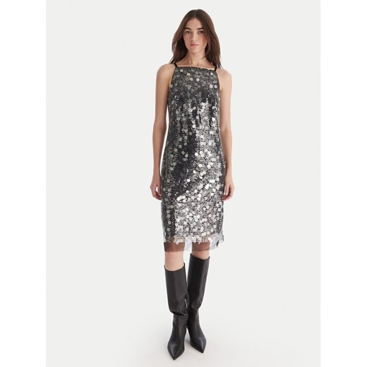 DKNY Sukienka koktajlowa DD54AN04 Srebrny Slim Fit ze sklepu MODIVO w kategorii Sukienki - zdjęcie 187285774