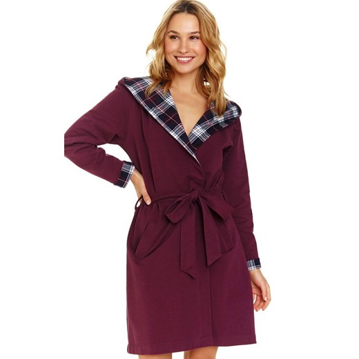 Doctor Nap szlafrok damski z kapturem SWW.7106.BURGUNDY, Kolor burgund, Rozmiar XL, Doctor Nap ze sklepu Primodo w kategorii Szlafroki damskie - zdjęcie 187287400