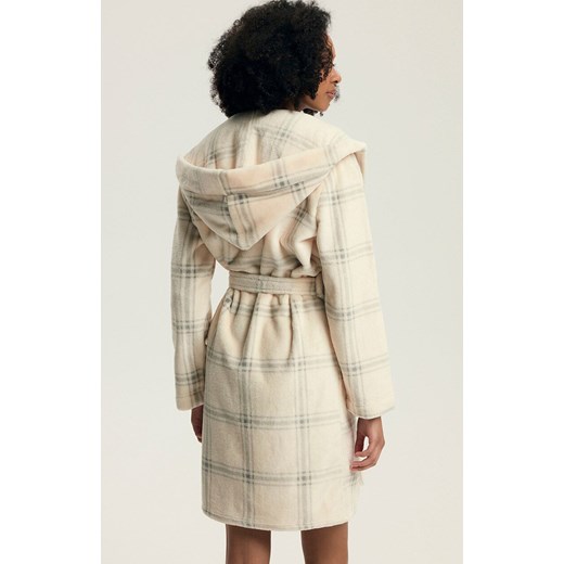 Henderson krótki szlafrok damski z kapturem Danna 43596-01X, Kolor kremowy-wzór, Rozmiar L, Henderson ze sklepu Intymna w kategorii Szlafroki damskie - zdjęcie 187287520