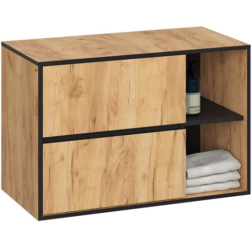 Wisząca szafka łazienkowa 90 cm dab craft+ czarny H1-H37 - id: 53678 - marki Elior - 187287640 Wisząca szafka łazienkowa 90 cm dab craft+ czarny H1-H37 ze sklepu Edinos.pl w kategorii Szafki i regały łazienkowe - zdjęcie 187287640