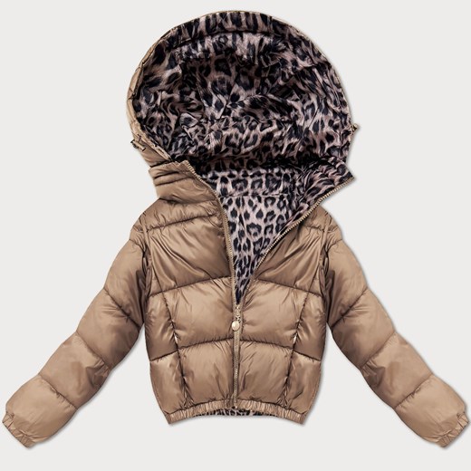 Dwustronna krótka kurtka damska Minority brązowa panterka (M6-6001-305) ze sklepu goodlookin.pl w kategorii Kurtki damskie - zdjęcie 187289322