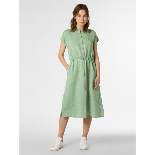 Tommy Hilfiger Lniana sukienka damska Kobiety len zielony wypukły wzór tkaniny - id: 534366-0002-00360 - marki Tommy Hilfiger - 187289373 Tommy Hilfiger Lniana sukienka damska Kobiety len zielony wypukły wzór tkaniny ze sklepu vangraaf w kategorii Sukienki - zdjęcie 187289373