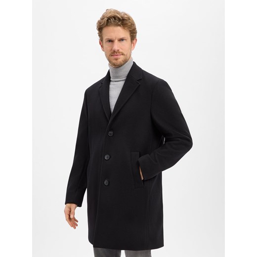 Mc Earl Krótki płaszcz męski Mężczyźni czarny jednolity ze sklepu vangraaf w kategorii Płaszcze męskie - zdjęcie 187289384