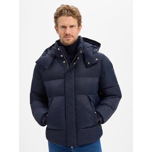 BOSS Męska kurtka pikowana - Corbinian Mężczyźni Sztuczne włókno granatowy jednolity ze sklepu vangraaf w kategorii Kurtki męskie - zdjęcie 187289393