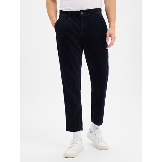 Lindbergh Męskie spodnie sztruksowe Mężczyźni Bawełna granatowy jednolity ze sklepu vangraaf w kategorii Spodnie męskie - zdjęcie 187289401