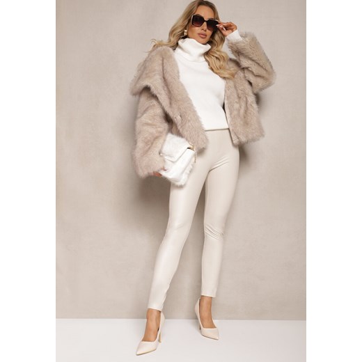 Białe Legginsy z Imitacji Skóry High Waist Ozdobione Wsuwanymi Kieszeniami Valerievia - id: 232-MIX4K-71-WHITE - marki Renee - 187289513 Białe Legginsy z Imitacji Skóry High Waist Ozdobione Wsuwanymi Kieszeniami Valerievia ze sklepu renee.pl w kategorii Spodnie damskie - zdjęcie 187289513