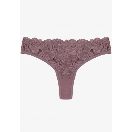 Fioletowe Koronkowe Majtki Stringi z Bawełny Venalora - id: 401779 - marki born2be - 187290074 Fioletowe Koronkowe Majtki Stringi z Bawełny Venalora ze sklepu born2be.pl w kategorii Majtki damskie - zdjęcie 187290074