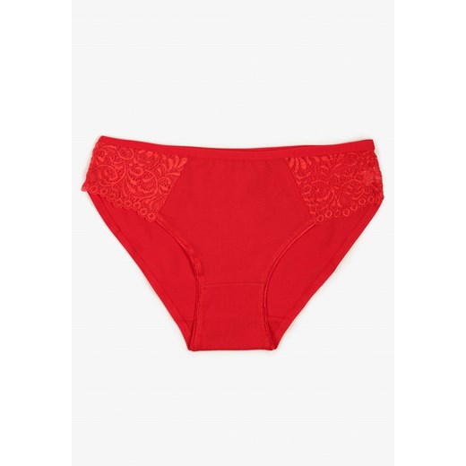 Czerwone Gładkie Majtki Figi z Bawełny Venessila ze sklepu born2be.pl w kategorii Majtki damskie - zdjęcie 187290094