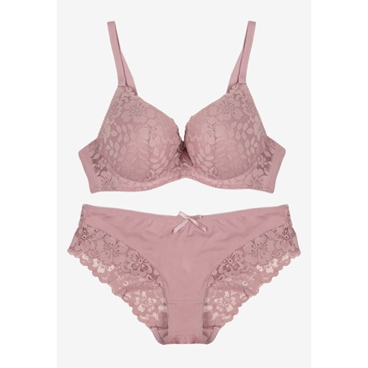 Jasnofioletowy Koronkowy Komplet Majtki Figi i Biustonosz Eziselle ze sklepu renee.pl w kategorii Komplety bielizny damskiej - zdjęcie 187290301