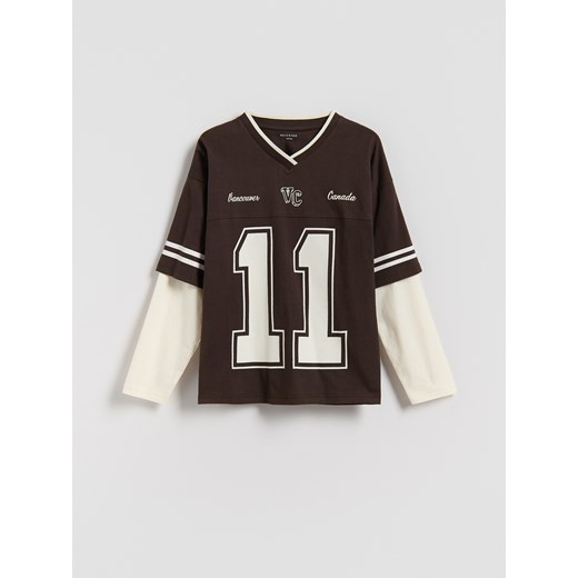 Reserved - Bawełniany longsleeve - ciemnobrązowy - id: 290GS-89X - marki Reserved - 187290551 Reserved - Bawełniany longsleeve - ciemnobrązowy ze sklepu Reserved w kategorii T-shirty chłopięce - zdjęcie 187290551