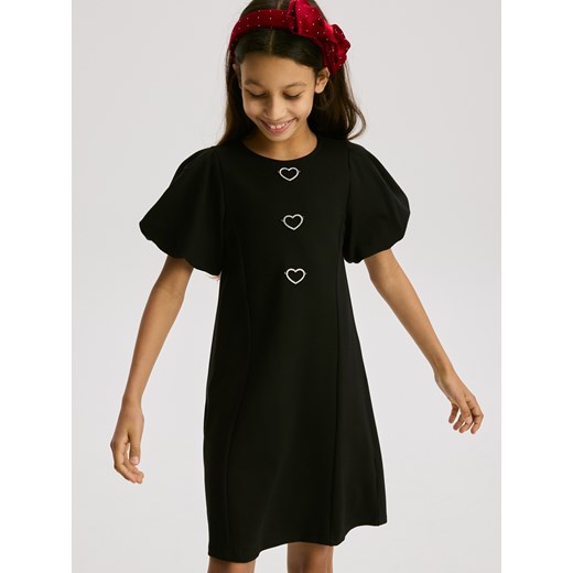 Reserved - Sukienka z bufiastymi rękawami - czarny - id: 297FW-99X - marki Reserved - 187290554 Reserved - Sukienka z bufiastymi rękawami - czarny ze sklepu Reserved w kategorii Sukienki dziewczęce - zdjęcie 187290554