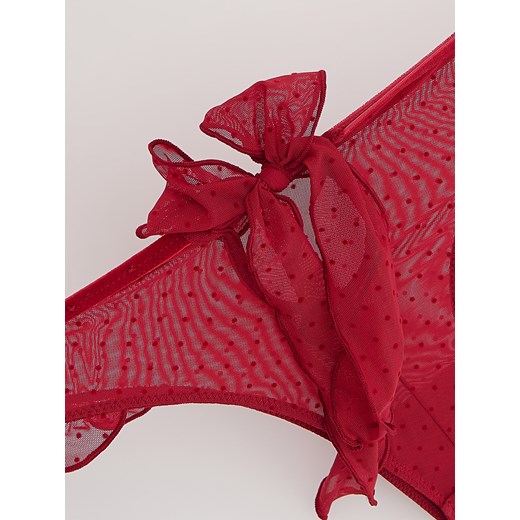 Reserved - Koronkowe majtki z kokardką - czerwony Reserved S Reserved