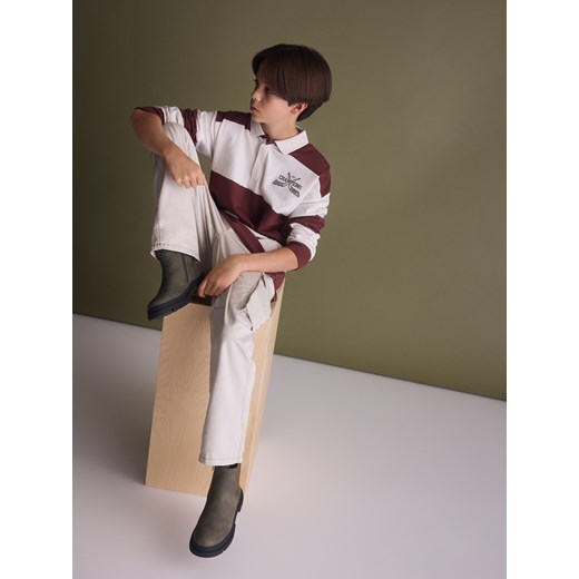 Reserved - Longsleeve polo - ciemnobrązowy ze sklepu Reserved w kategorii T-shirty chłopięce - zdjęcie 187290752