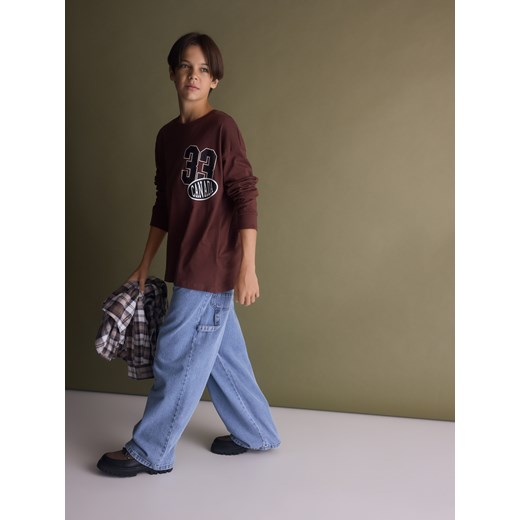 Reserved - Bawełniany longsleeve - brązowy ze sklepu Reserved w kategorii Bluzy chłopięce - zdjęcie 187290760