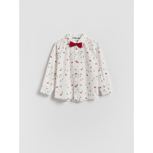 Reserved - Świąteczna koszula - biały ze sklepu Reserved w kategorii Koszule chłopięce - zdjęcie 187290823