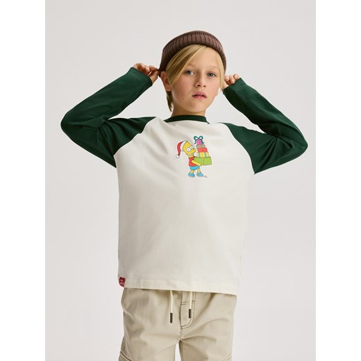 Reserved - Longsleeve The Simpsons - złamana biel - id: 766IK-01X - marki Reserved - 187290972 Reserved - Longsleeve The Simpsons - złamana biel ze sklepu Reserved w kategorii T-shirty chłopięce - zdjęcie 187290972