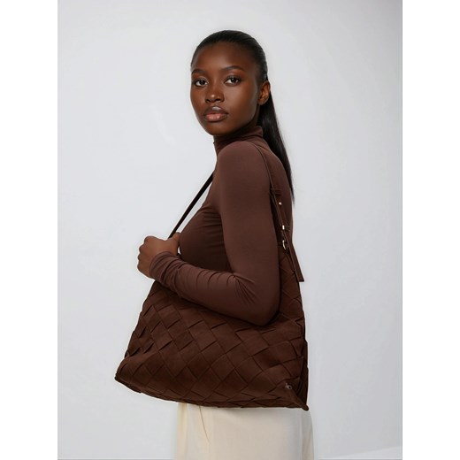 Reserved - Torebka z imitacji zamszu - ciemnobrązowy ze sklepu Reserved w kategorii Torebki damskie - zdjęcie 187291042